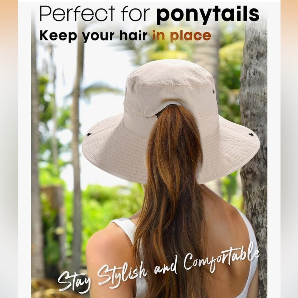 Elegant Cream Women's Sun Hat - Picture 2 of 5